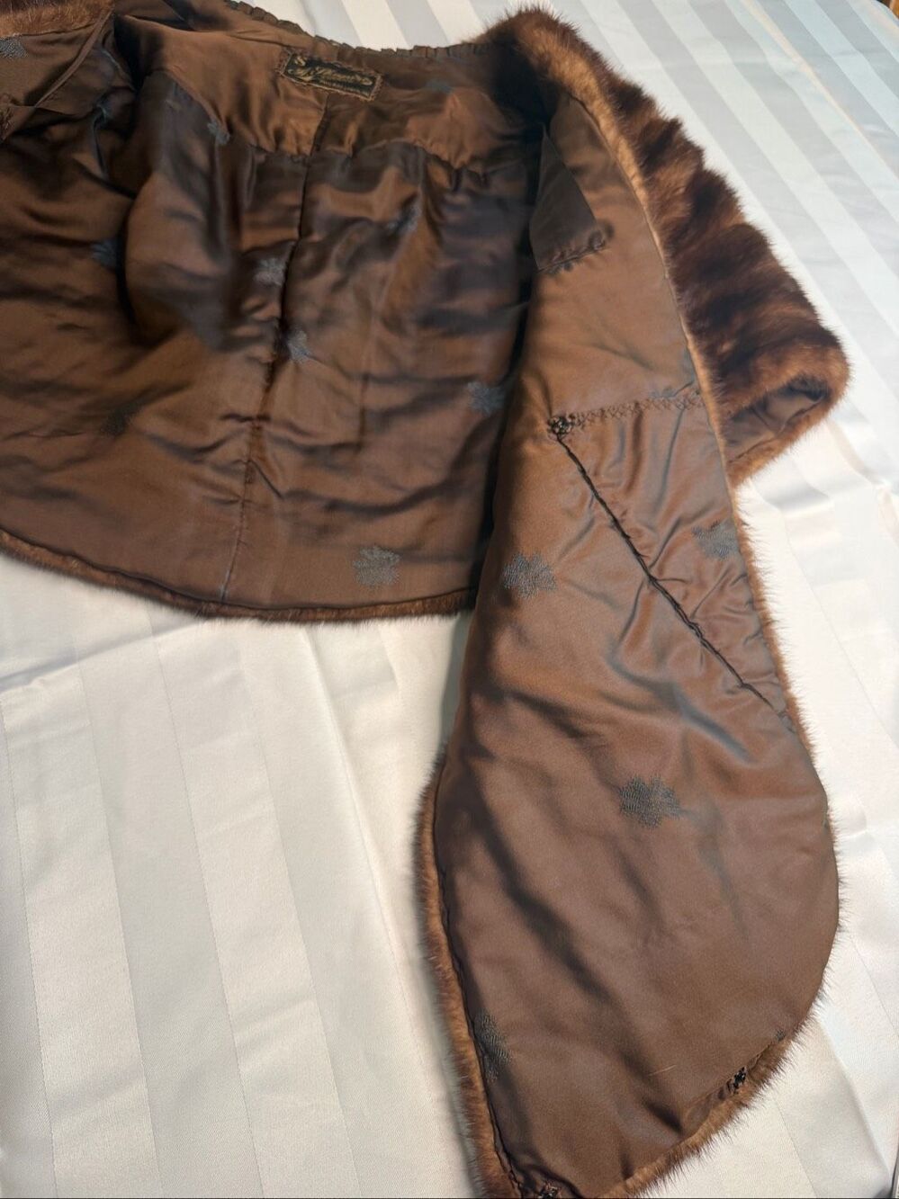 A. Shapiro Vintage Brown Real Fur Cape Stole Wrap Philadelphia One Size - Picture 8 of 13